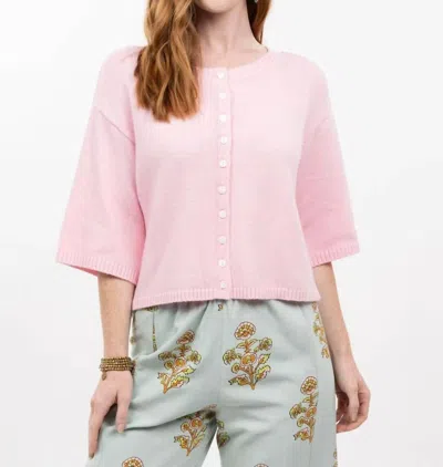 Ivy Jane Cardigan Elbow Sleeve Sweater In Pink