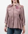 Ivy Jane Carrying Flowers Peplum Top In Mauve In Multi