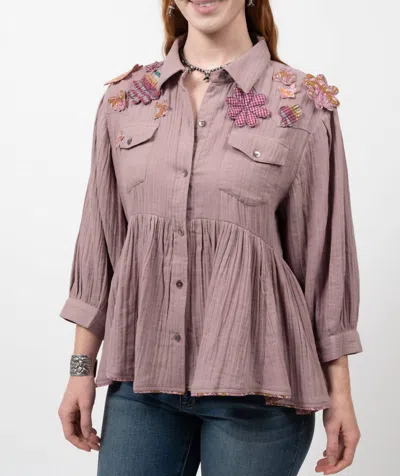 Ivy Jane Carrying Flowers Peplum Top In Mauve In Multi