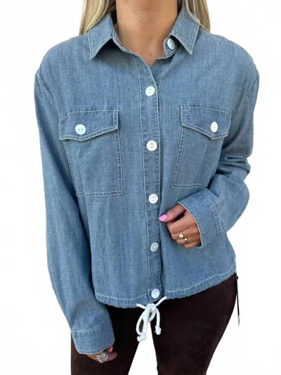 Ivy Jane Chambray Drawstring Jacket In Denim In Blue