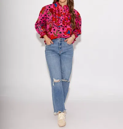 Ivy Jane Charming Snakes Top In Hot Pink