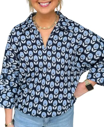 Ivy Jane Collared Popover Top In Tulip In Multi