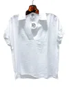 Ivy Jane Collared Popover Top In White In White