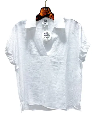 Ivy Jane Collared Popover Top In White