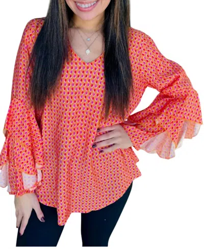 Ivy Jane Copper Dot And Flounce Top In Pink Multi