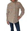 Ivy Jane Corduroy Snap Ruffle Front Top In Cream Floral Print In Multi