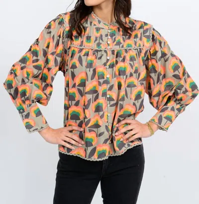 Ivy Jane Crazy Blooms Top In Orange In Multi