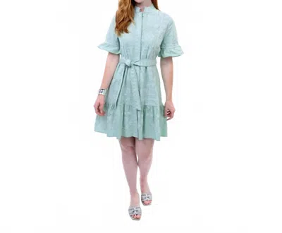 Ivy Jane Cross Stitched Dress In Green In Animal Print
