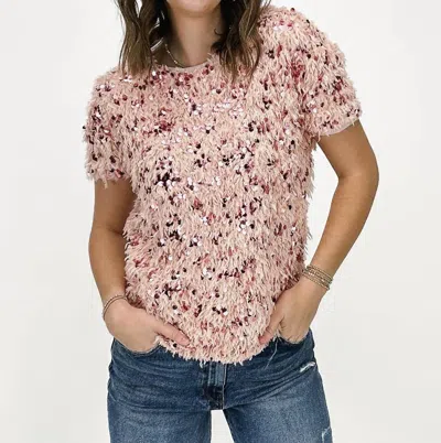 Ivy Jane Dahlia Fuzzy Sparkle Tee In Rose