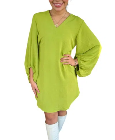 Ivy Jane Deep V-neck Dress In Lime In Green