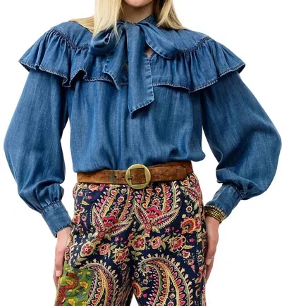 Ivy Jane Denim Bow Top In Blue