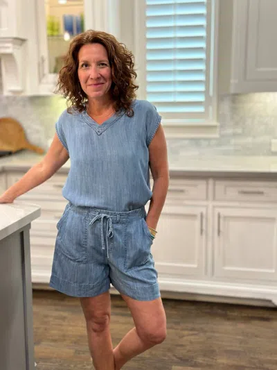 Ivy Jane Denim Drawstring Short In Blue