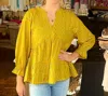 Ivy Jane Ditsy Tiered Top In Mustard In Yellow