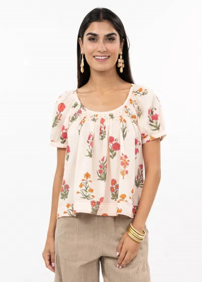 Ivy Jane Dolly Floral Top In Ivory In White