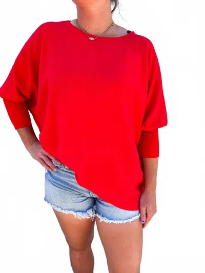Ivy Jane Dolman Sleeve V-neck Rib Top In Red