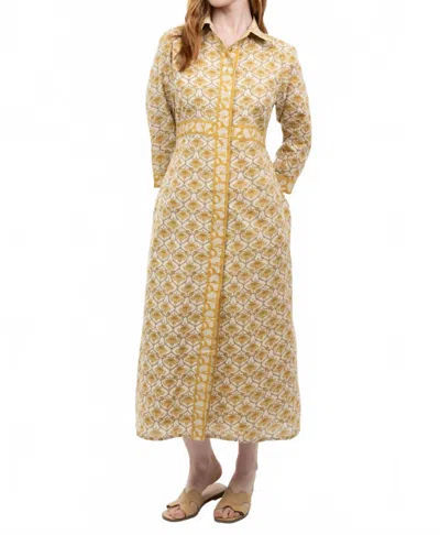Ivy Jane Double Button Midi Shirtdress In Yellow In Multi