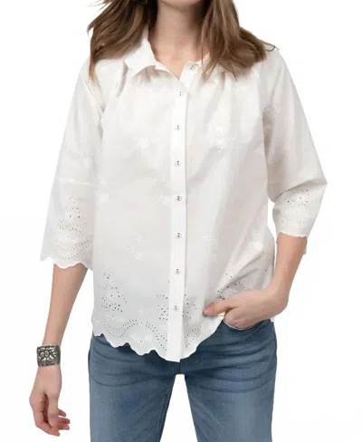 Ivy Jane Eyelet Bordered Top In White
