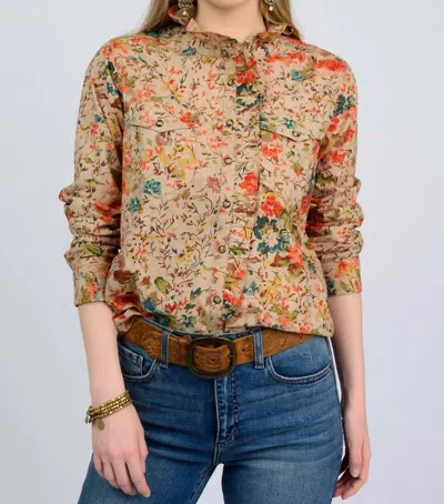 Ivy Jane Eyelet Snap Shirt In Tan