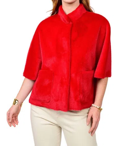 Ivy Jane Faux Capelet Jacket In Red