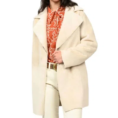 Ivy Jane Faux Fur And Suede Coat In Cream In Neutral
