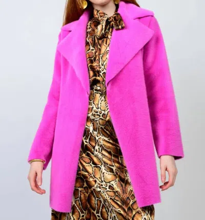 Ivy Jane Faux Fur And Suede Coat In Hot Pink