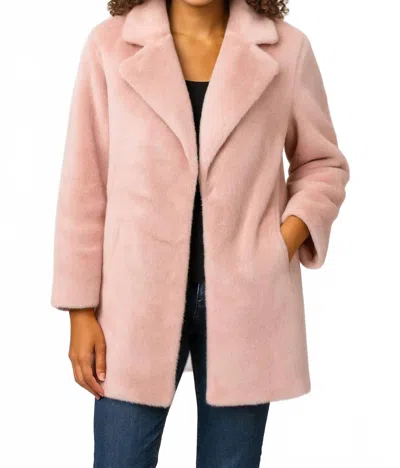 Ivy Jane Faux Fur And Suede Coat In Pink