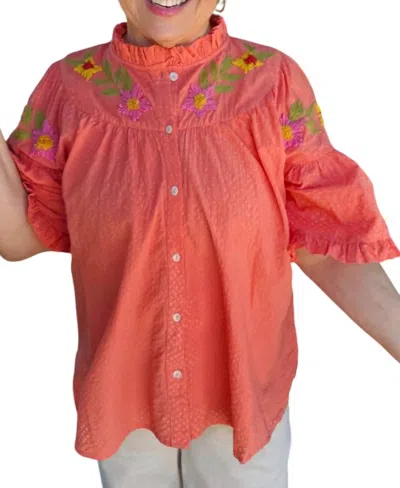 Ivy Jane Floral And Dot Shacket In Coral In Pink