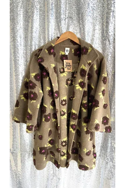 Ivy Jane Floral Sherpa Jacket In Mocha