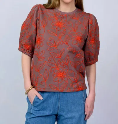 Ivy Jane Floral Vines Knit Top In Brun In Multi