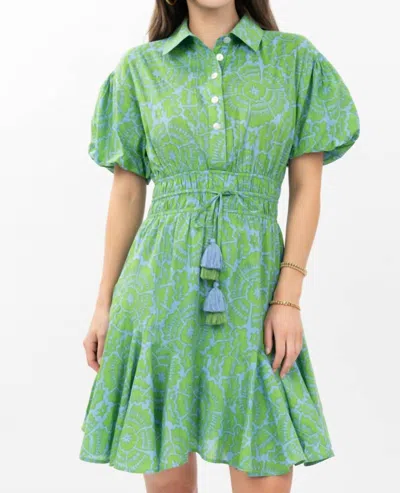 Ivy Jane Flounced Hem Shirt Mini Dress In Green