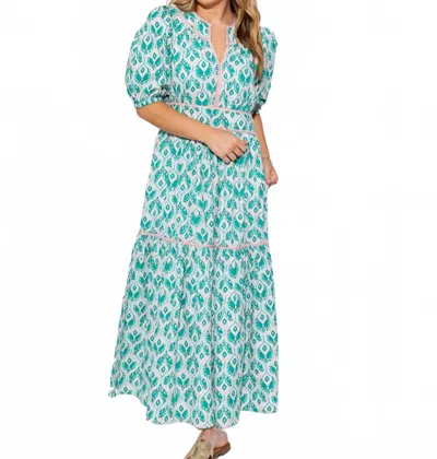 Ivy Jane Garden Trellis Midi Dress In Green Pink