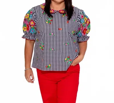 Ivy Jane Gingham Garden Top In Black/white In Multi