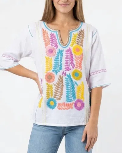 Ivy Jane Gloria Emboidered Tunic In White Multi