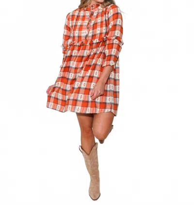 Ivy Jane Go Easy Plaid Dress In Orange In Multi