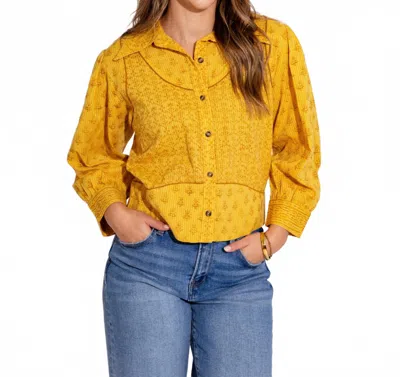 Ivy Jane Golden Hour Cropped Button Up In Yellow