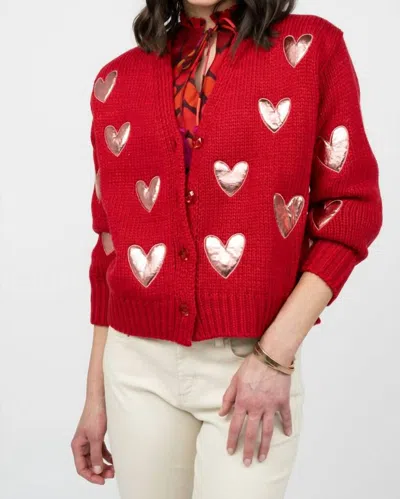 Ivy Jane Heart Felt Cardigan In Red