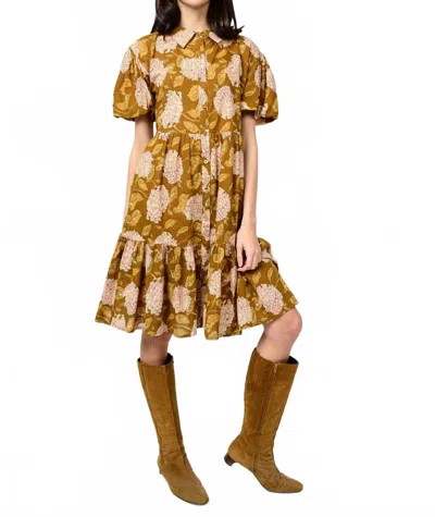 Ivy Jane Hydrangea Tiered Mini Dress In Brown