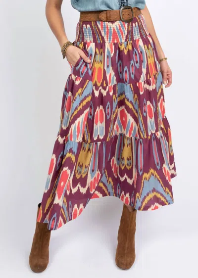 Ivy Jane Ikat Skirt In Wine In Multi