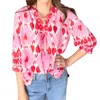 Ivy Jane Ikat Your Heart Blouse In Red In Pink
