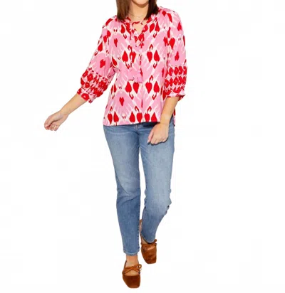Ivy Jane Ikat Your Heart Top In Red In Pink