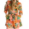 Ivy Jane Kai Long Sleeve Romper In Orange In Multi