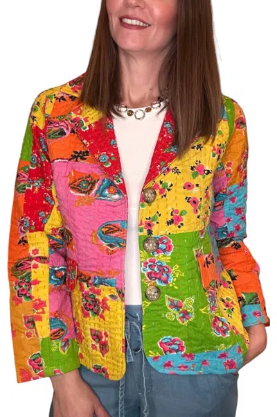 Ivy Jane Kantha Patchwork Jacket In Pink Multicolor