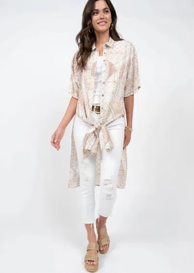 Ivy Jane Kimono Shirt In Neutral Print In Multi