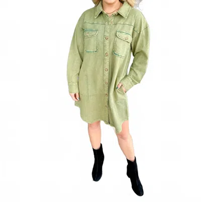 Ivy Jane Knit Shacket Dress In Olive In Green