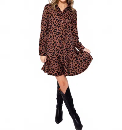 Ivy Jane Knit Shirt Dress In Leopard In Brown