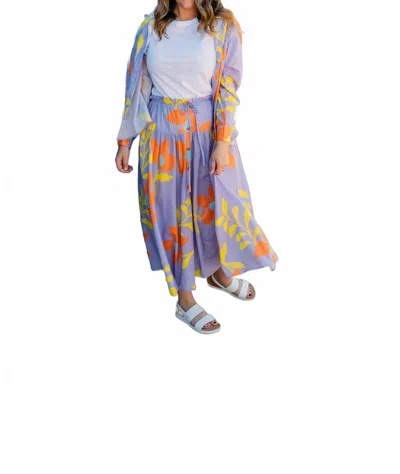 Ivy Jane Large Floral Swing Skirt In Multi In Blue