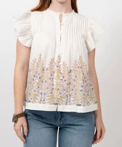 Ivy Jane Latis Floral Top In White