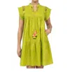 Ivy Jane Lattice Trim Dress In Lime In Green