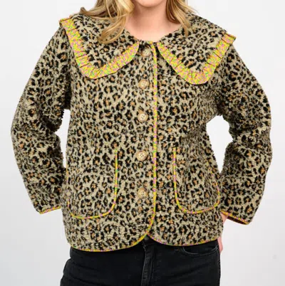 Ivy Jane Leopard Sherpa Jacket In Natural In Animal Print