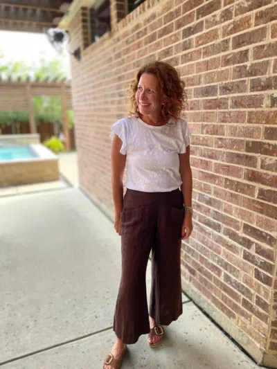 Ivy Jane Linen Crop Pant In Dark Chocolate In Burgundy